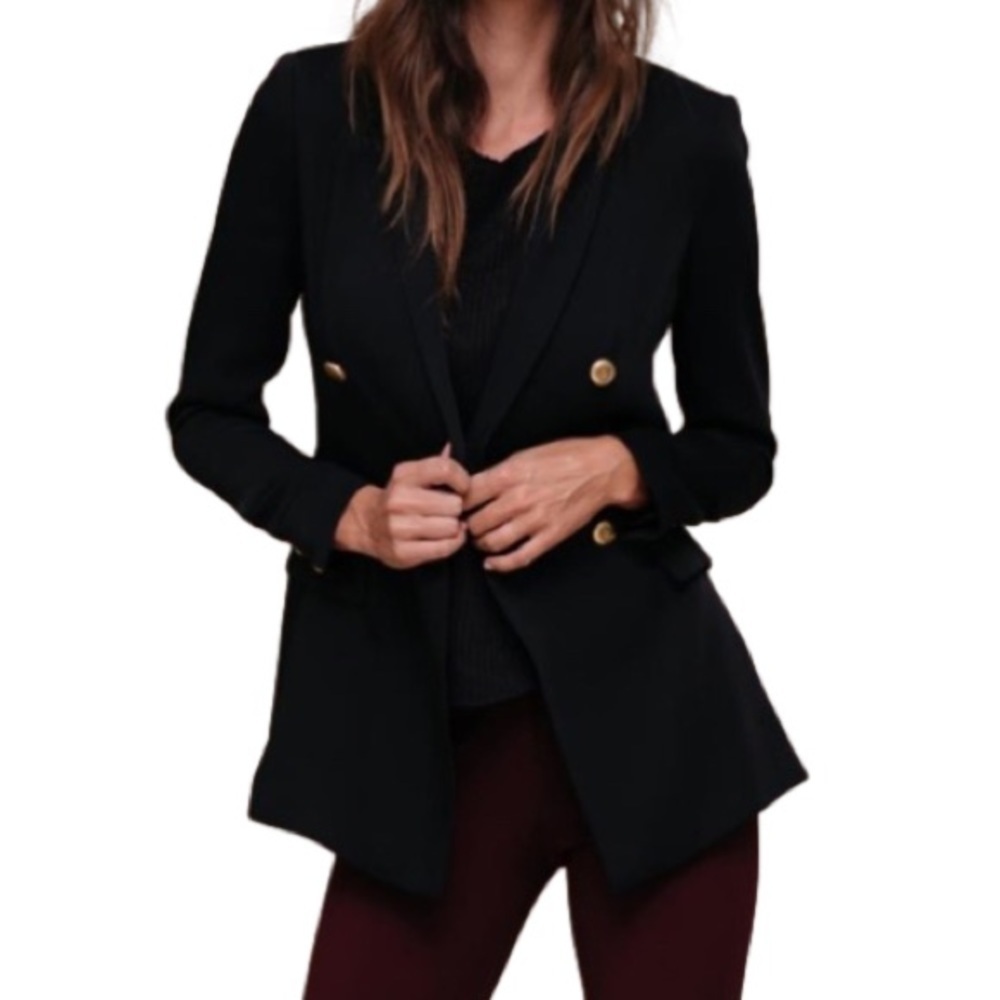 RO&DE Catwalk to Sidewalk XS Double Breasted Blazer Black Blazer Coat Dressy